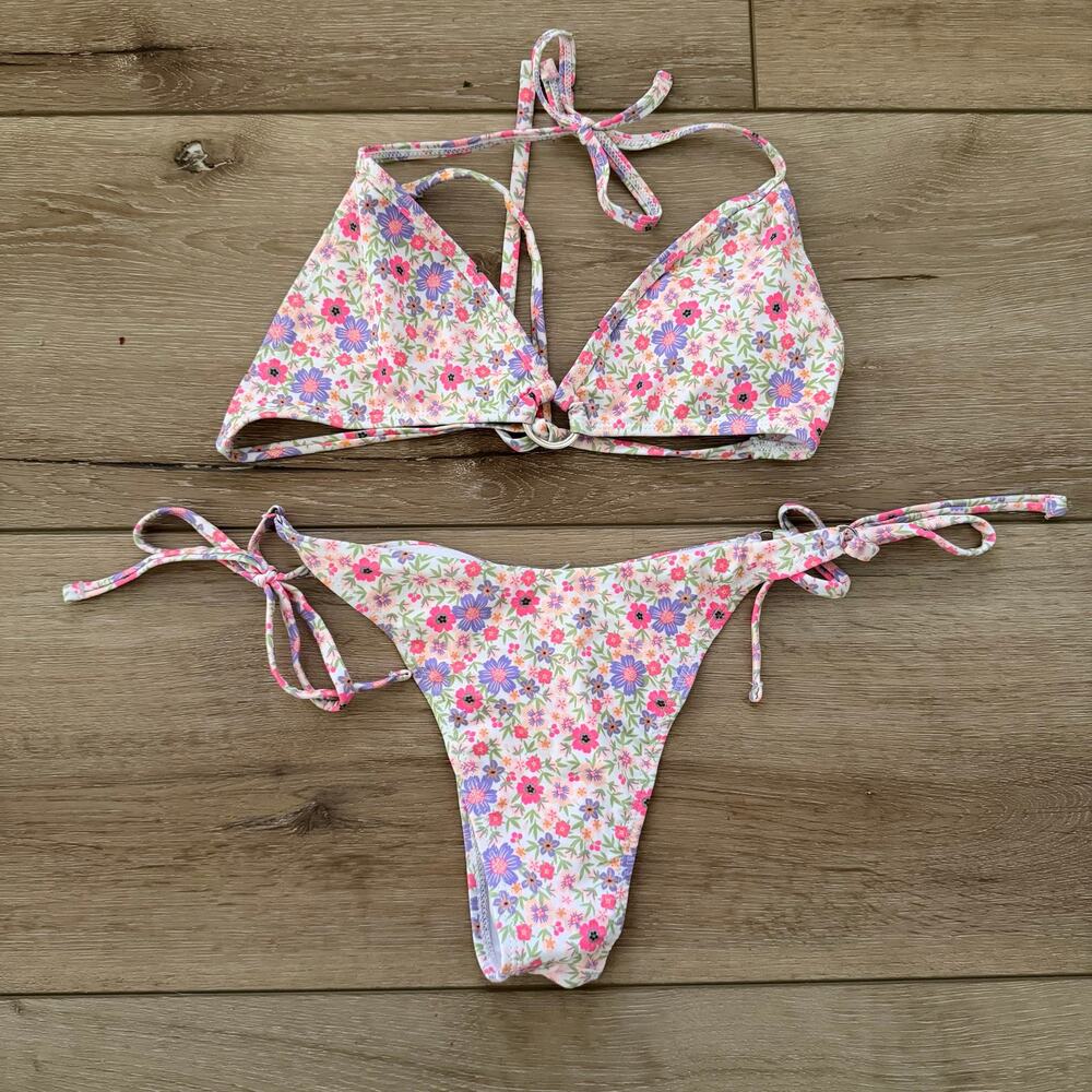 Cheeky Floral Bikini Swimsuit Set - Size Small